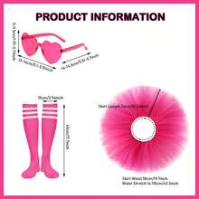 芭蕾舞裙女成人经典弹力五层狂欢节短款薄纱裙半腿袜配玫红色眼镜80年代女式舞蹈服装 - 彩色 - 查看 4