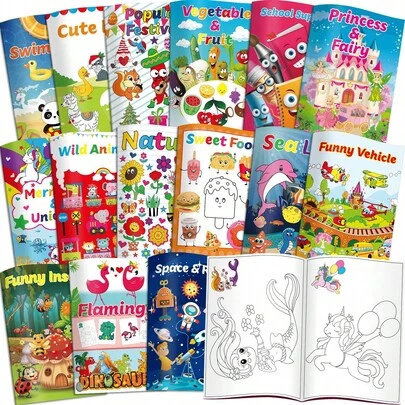 Set de 15 libros para colorear infantiles (15 x 21,6 cm), adecuados para niños de 3 a 12 años, pueden usarse como recuerdos de fiestas infantiles, premios de carnaval, relleno de bolsas de regalo, actividades en el aula, libros de actividades infantiles, útiles escolares