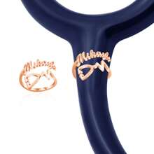 1pc Personalized Stethoscope, Stainless Steel DIY Personalized Birthday Flower, Name Stethoscope Id Tag Accessory Ring, Stainless Steel, Casual, Neutral, Fashionable, Customized, Personalized, Unique, His Ideal Gift, Her Ideal Gift, Anniversary, Birthday, Graduation Ceremony, Housewife, Men's And Women's Personalized Gifts