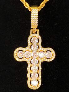 DUBSS 1 Piece Iced Out Cross Necklace Pendant For Men Prong Setting Hip Hop Jewelry - Cross - View 10