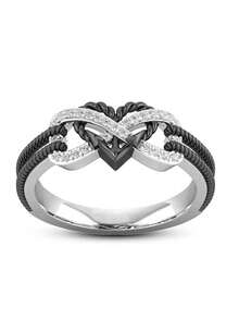 1 件时尚甜美十字交叉心形设计简约韩式蝴蝶小戒指，非常适合女性