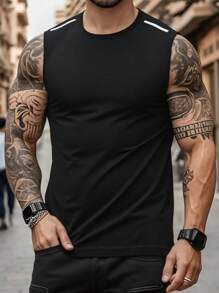 4pcs Pack Men's Quick Dry Fitness Tank Tops, Multicolor Assorted, With Reflective Strips For Outdoor Sports & Night Running Safety