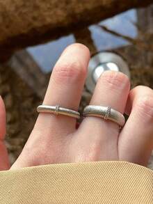 1pc Wide Textured Gold/Silver Open Band Rings, Suitable For Everyday Wear For Women - JZ7887 Wide Version - View 2