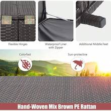 270 660L Garden Storage Box Weatherproof Rattan Deck Box With Zippered Liner And Solid Pneumatic Rod Outdoor Utility Chest Container For Patio Cushions Gardening Tools 660L With Wheels - Brown - View 2