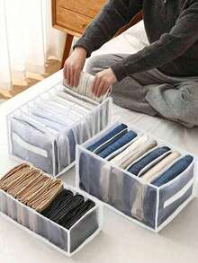 1 pieza Caja organizadora de armario grande, Caja de almacenamiento de estilo de gabinete de 7 rejillas, Organizador de armario tipo cajón lavable, Bolsa de almacenamiento para doblar ropa interior, Almacenamiento y organización para el dormitorio, Camiseta blanca de mujer, Pantalones negros de mujer, Ropa de invierno de mujer, Vestido, Ropa de invierno de mujer, Vestido elegante de mujer, Camisa blanca de manga larga de mujer, Mono blanco de mujer, Vestido de primavera de mujer, Atuendo de primavera de mujer, Primavera, Ropa de primavera, Estilo minimalista, Parte superior de verano - Multicolor - Ver 5