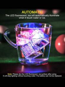 6/12/24 Stücke leuchtende Eiswürfel, mehrfarbig langsam blinkend, wasserdichte leuchtende Eiswürfel für Getränke, geeignet für Hochzeit, Club, Bar, Getränke, KTV, Nachtlicht, Schwimmbad, Hochzeit, Party Deko - farbiges Licht - Übersicht 8