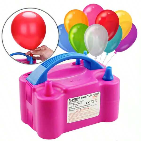 Inflador Eléctrico de Globos Portátil - Bomba de Aire con Doble Boquilla para Inflar Globos Automáticamente, Ideal para Fiestas, Bodas y Cumpleaños