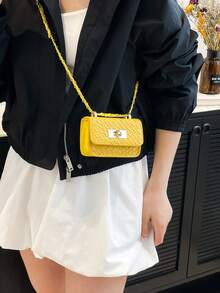 Mini Square Bag, Woven Texture, Quilted, New Women Handbag, Rhombus ...