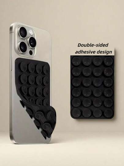 Multi-Functional Square Silicone Suction Cup Waterproof Phone Holder, 24-Hole Strong Adhesive Silicone Suction Cup Suitable For Various Scenes, Used To Fix Phone And Prevent Phone From Falling, Video Vibration, Phone Selfie Accessories,Silicone Phone Grip, Suction Cup Phone Holder, Hands-Free Adhesive Phone Grip For Selfie And Video, Mobile Finger Grip Holder