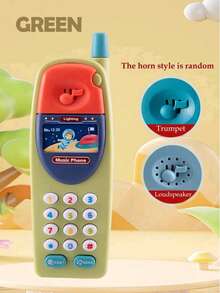 多功能音乐模仿电话玩具，卡通造型，模拟拨号音，趣味学习，宝宝启蒙，亲子互动，适合送给12个月以上男孩女孩的礼物。随机配件及包装，不含电池 - 彩色 - 查看 11