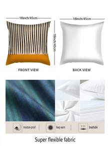 1pc Striped Print Pattern Pillow Cover - 17.7*17.7 Inches Soft Plush Pillow Sham, Single-Sided Print, Zipper Closure - Great For Sofa And Home Decor - No Embroidery (Pillow Insert Not Included) - Multicolor - View 4