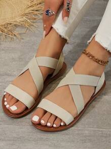 Versatile & Comfortable Solid Color Bohemian Woven Strap Round Toe Beach, Wedding, Party, Indoor & Outdoor Summer Sandals