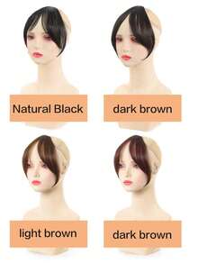 8 英寸合成假发，带中侧刘海、无缝法式斜刘海