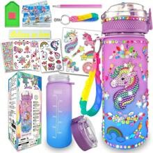 Set de bouteilles d'eau décoratives pour filles, convient aux enfants de plus de 6 ans, cadeau/jouet amusant pour l'artisanat, artisanat de peinture de pierres précieuses, cadeau/jouet intéressant pour l'artisanat pour l'anniversaire des filles
