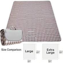 Extra Large 80"X 80" Beach Blanket, Outdoor Picnic Blankets, Waterproof Sandproof Portable Blankets, Foldable And Lightweight For Spring Summer Camping, Beach, Park (Blue, 80x80 In) - Brown - View 6