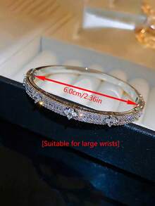 1pc Exquisite Four-Leaf Flower Inlaid Cubic Zirconia Bracelet, Fashion Jewelry Bangle For Women, Daily Wear And Party, Perfect Gift Choice To Show Elegance And Charm Valentines,Mom,Mother,Mother's Day,Gift - Four-leaf Flower Full Zirconium Bracelet - View 19
