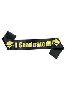 Graduation Shoulder Strap Sash - Honorary Ceremony Belt For Preschool & Kindergarten Grads, Polyester Etiquette Belt With Colorful Lettering & Cap Design, Graduation Decorations