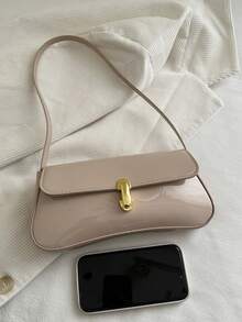 Women's Retro Faux Leather Flap Decor Underarm Shoulder Bag, Suitable For Dates, Outings, Parties And Other Occasions - Khaki - View 5