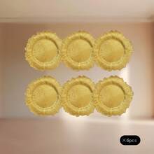 4/6/8/10/12件套豪华烫金装饰盘（13英寸/33厘米），优雅波浪边，适合日常用餐、派对装饰、开斋节和宰牲节庆祝活动，经久耐用，防溅水，易于清洁，营造聚会氛围，可用作餐桌中心装饰盘。 - 金PQXH- - 查看 8