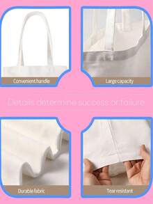 1pc Customizable Printed Photo, Logo, Text, Family, Pet, Cartoon, Couple Photo, Solid Color Tote Bag. Original Unisex Foldable Canvas Handbag, Large Capacity, Portable, Suitable For Teens, Youth, College Students, White Collar Workers, Perfect For Work, Back To School, Middle School, High School, University, Vacation, Cute, Adorable, Contracted,Bags & Luggage,2025 Halloween Accessories,Essential For Daily Travel - Multicolor - View 10