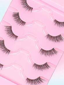 7 Pairs Natural False Eyelashes Reusable Transparent Stem Manga Eyelashes, Comic Fairy Design Travel Essentials Makeup Tools - View 3