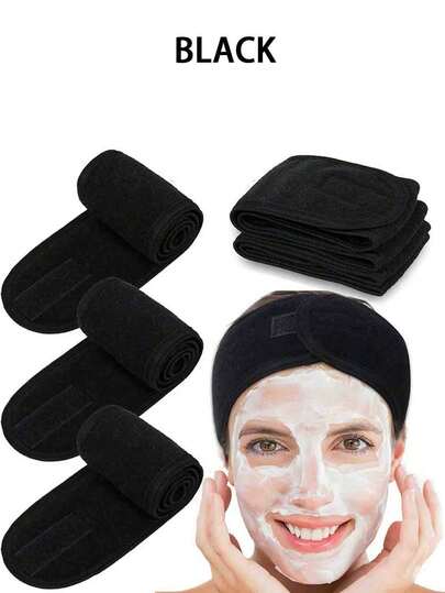 1件/3件/5件装可调节宽发带瑜伽SPA沐浴淋浴化妆洗脸美容头带女士化妆配饰发饰