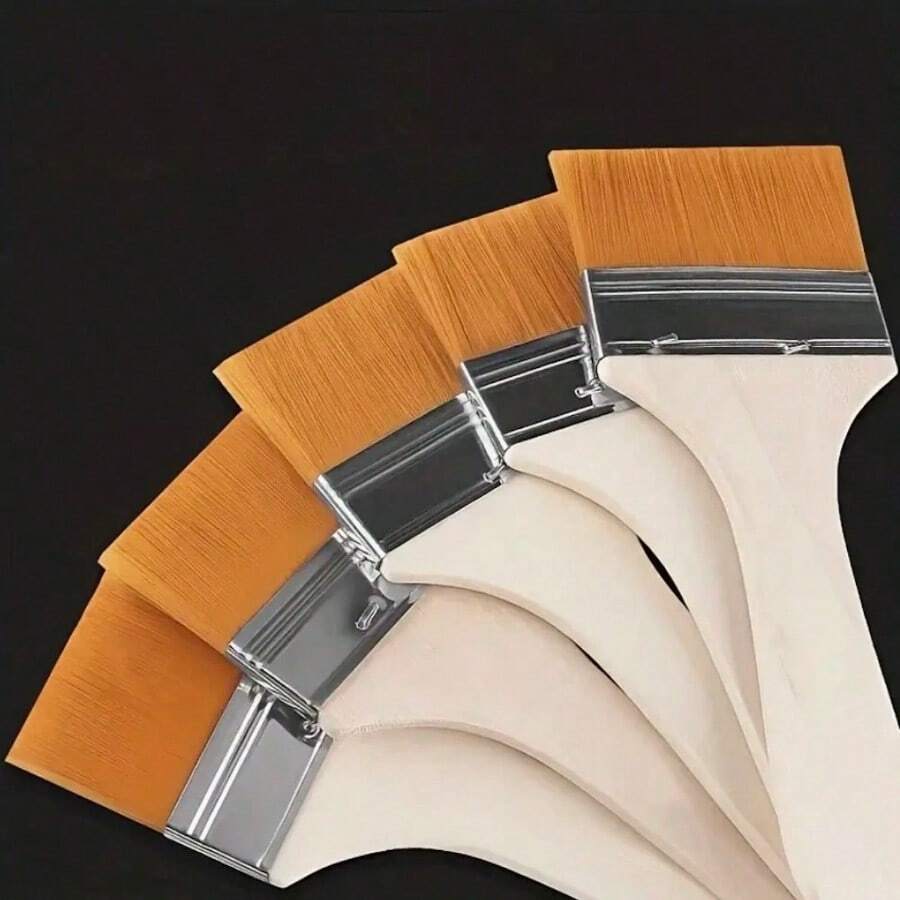 1/5pcs Premium Art Brushes - Various Nylon Bristles, Wooden Handle, Ideal For Acrylic, Oil Painting, Watercolor, Varnish, For Students, Artists, Hobbyists - Durable, Easy To Clean, Long Lasting