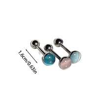 1pc Cat Eye Titanium Steel Dangle Tongue Piercing Jewelry, Unique Tongue Ring - Multicolor - View 2