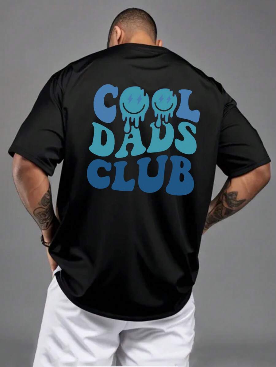 Cool Dad Club 圖案 男士禮物 適合登山與釣魚 聖誕節父親節禮物 男士日常運動時尚休閒短袖T恤 黑色 - 黑色 - 查看 1