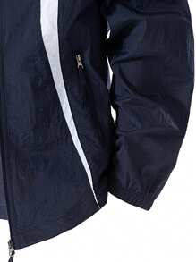 Men's Contrast Color Long Sleeve Outdoor Sports Casual Running Sun Protection Exercise Jacket, Summer
