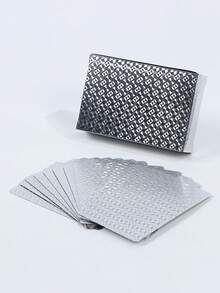 1pc 54 Sheets Color Silvery Gold Card Games Card Group Waterproof Multiplayer Game Cards Suit Magic Package Marry Party Birthday Festival Board Game Gift Collection - Silver - View 6
