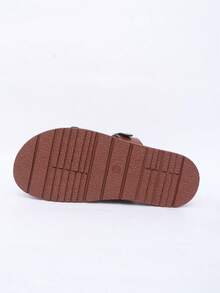 1 Pair Punk Style Rivet Embellished Platform Sandals, High-End Stylish Summer Footwear - Brown - View 10