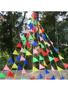 100pcs/Set 164ft Pennant Bunting Flags, Durable Outdoor Party Festival Decor For Weddings, Parties, Sports Events, Malls, Indoor Holiday And Garden Activities, With Easy Hanging String - Multicolor - View 8