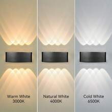 CANMEIJIA 多光源 LED 户外防水壁灯，暖色/中性色/冷色灯光选项，适用于家居装饰，适用于阳台、庭院、街道、花园、门廊、房间、客厅、厨房、卧室、走廊、楼梯间、阁楼、商店、外墙，AC85-265V