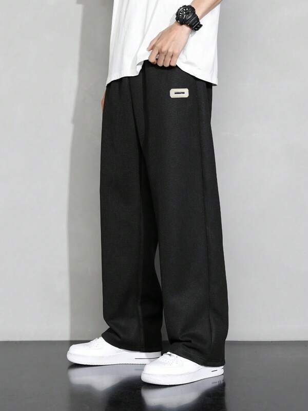 Men's New Casual Waffle Plaid Straight-Leg Pants, Versatile & Simple