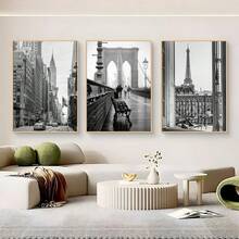 1/3 件巴黎城市毛巾爱之吻女孩黑白客厅装饰海报和印刷品墙壁艺术帆布画墙画可选框架﻿