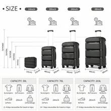 Hard-Shell Suitcase Set 14/20/24/28 Inches With Beauty Case – 4-Piece Trolley Suitcase Set Made Of Polypropylene With TSA Lock, 360° Wheels And Telescopic Handle – Also Available As Individual Suitcase - 黑色 - 查看 8