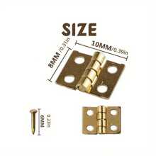 30pcs Small Brass Mini Hinges For Wooden Box Jewelry Box Dollhouse Miniature Furniture + Replacement Golden Hinge Screws