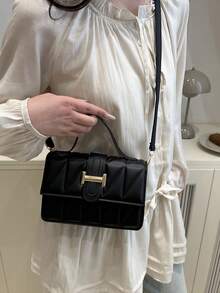 Women's New Stone Texture Fashion Crossbody Bag, Vintage Small Square Handbag, Spring/Summer - Black - View 5