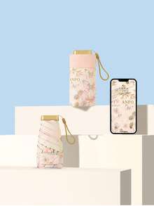 迷你折叠伞，防水便携旅行伞，女士防晒防紫外线遮阳伞，二合一五折超轻便携伞，迷你旅行伞，两用便携伞，防风防晒，99%紫外线防护，男女通用，女士防雨防风伞 - 彩色 - 查看 6