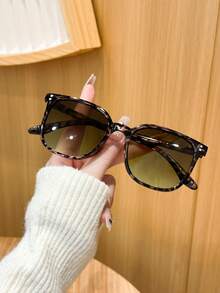 1/3 piezas de gafas de moda clásicas con montura completa y estampado de guepardo multicolor de plástico geométrico para mujer, diseño popular, ideal para festivales musicales, fiestas, salidas y accesorios de playa. - Multicolor - Ver 7