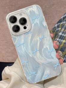 Bow-Knot New Creative Feather & Bow Decor Phone Case Compatible With Apple 16 Series Waterproof Shockproof Anti-Fall Scratch Resistant - Blue - View 4