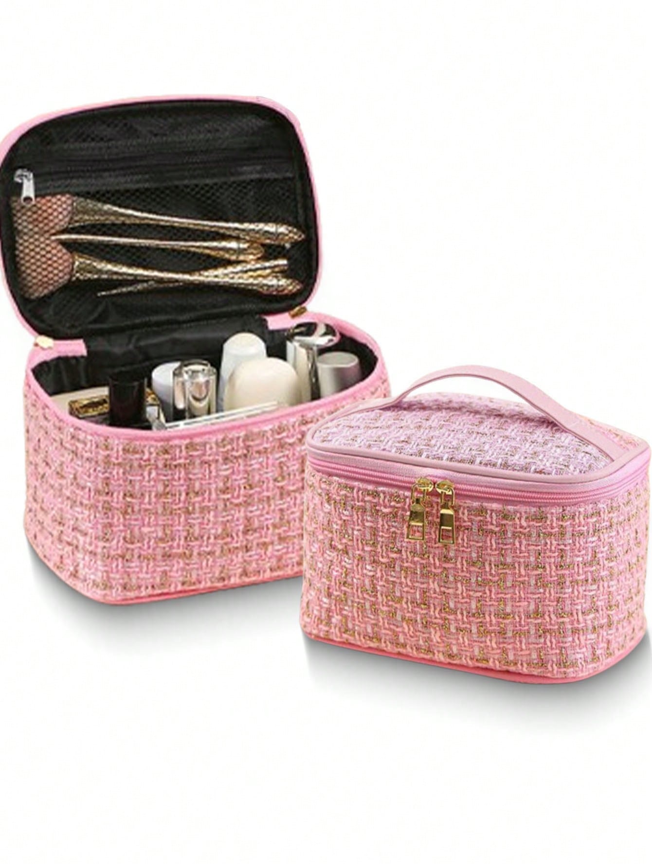 حقيبة تجميل نسائية كبيرة السعة محمولة وجميلة، حقيب...