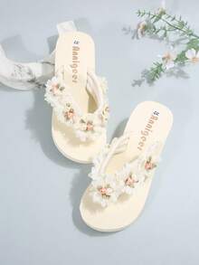 Spring/Summer Women's EVA Platform Wedge Flip Flops, Chinese Style Floral Tassel Bohemian Beach Slides