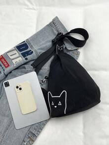 peach tree 多功能男士猫咪图案胸包，大容量休闲斜挎包，尼龙单肩包，腰包，商务旅行，情人节礼物，黑色斜挎包，学院风，徒步户外，多功能，高品质节日感恩礼物 - 彩色 - 查看 10