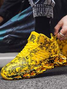 Zapatillas de deporte con estampado de graffiti para hombres, antideslizantes, transpirables, livianas y de moda, deporte profesional y funcional, zapatos para caminar, fitness y trabajo, gimnasio