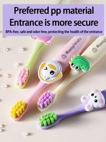 8 pièces Brosse à dents pour enfants à motif animal, soies souples pour la protection des gencives, convient aux nourrissons et aux tout-petits, décorations interchangeables de têtes d'animaux