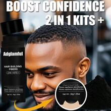Polvo de fibra capilar Adglamful, 30g - Cobertura instantánea para el cabello ralo y la raya, ideal para hombres
