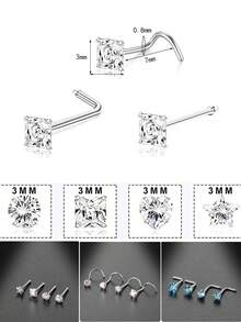 4PCS/Set Surgical Steel Heart Nose Ring Set Real Star L Shape Nose Stud Set Square Nose Rings And Studs Bulk Piercing Nariz Lote - Multicolor - View 11