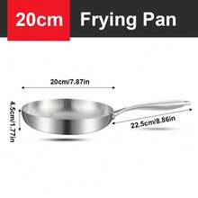1pc 304 Stainless Steel Non-Stick Frying Pan, Uncoated Cookware For Steak, Suitable For Gas And Induction Cooktop - Silver - View 13